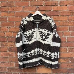vintage cowichan sweatshirt hand made 70s talon zipper M